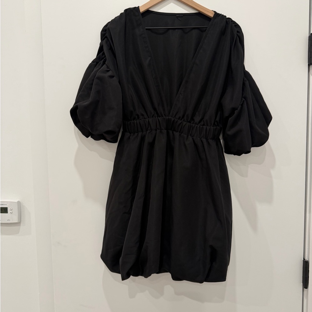 Amazon Black Puff Sleeve Mini Dress